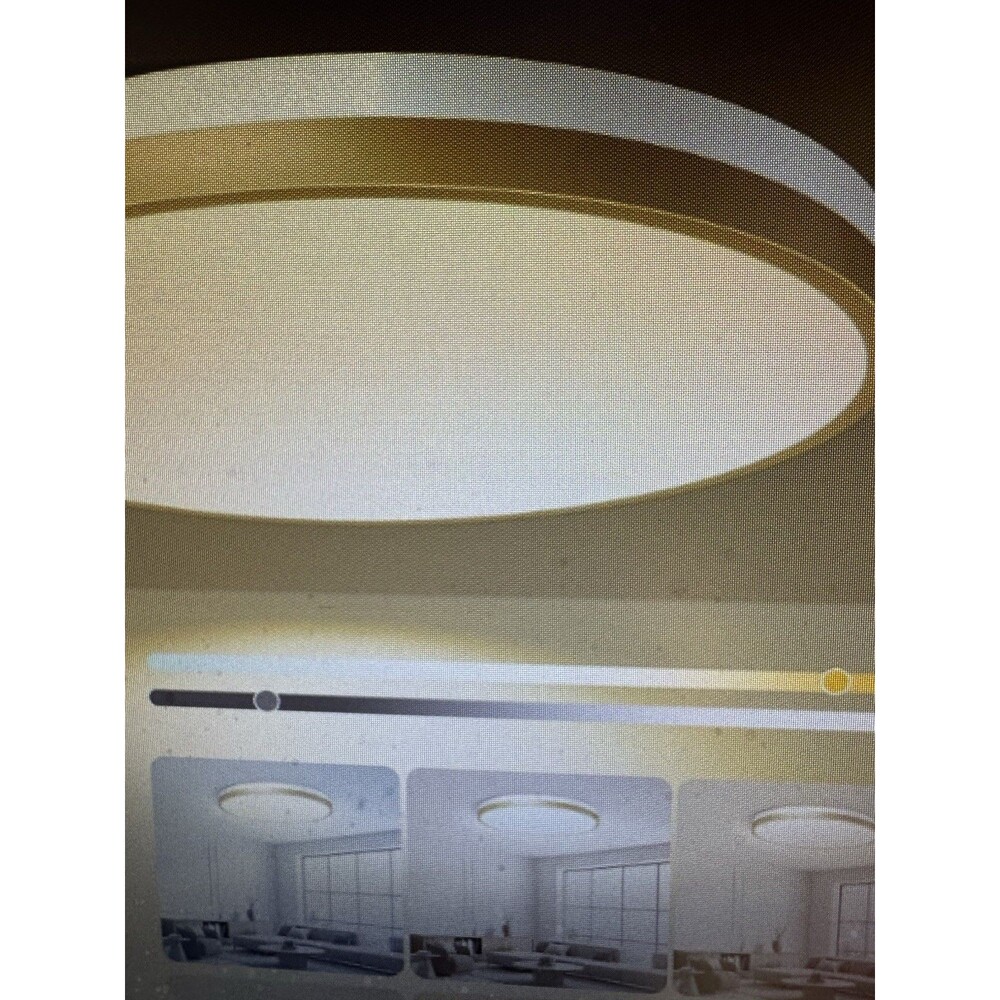 Dimmable Gold Ceiling Light Fixture, 5CCT 2700 K-5000K Modern Flush Mount Ce...